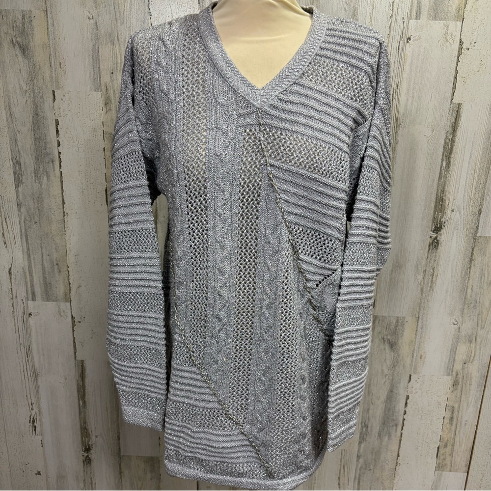 Caché Vintage Sparkly V-Neck Sweater